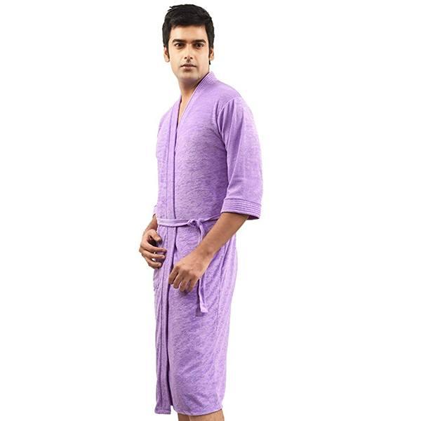 Light Purple Customized Men's Cotton Bathrobe