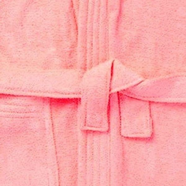 Pink Customized Kids Baby Girl Terry Cotton Bathrobe / Gown - Half Sleeves, Knee Length, Pocket With Waist Belt