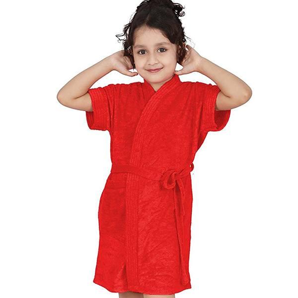 Red Customized Cotton Bath Gown For Boys And Girls