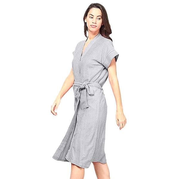 Melange Grey Customized Unisex Bathrobe Gown In 100% Cotton Soft Terry Towel