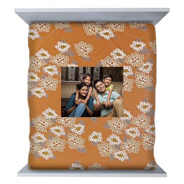 Orange Flakes Customised Double Bedsheet with 2 Pillow Covers