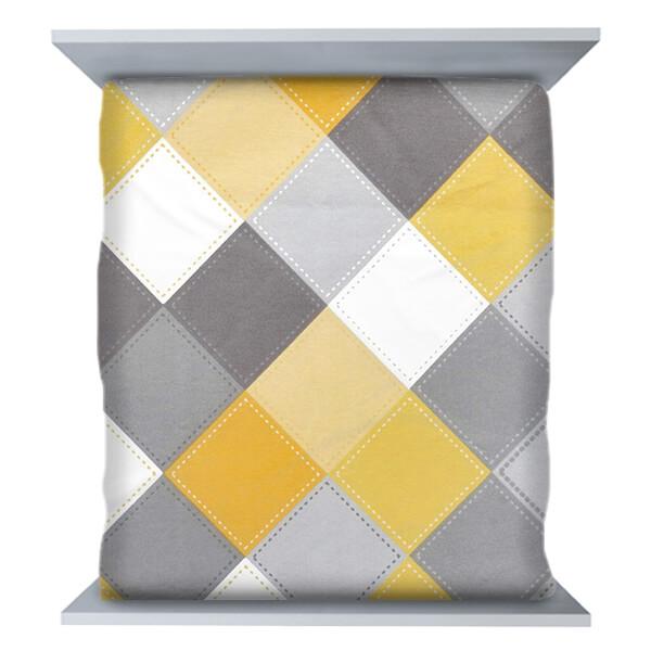 Yellow, Grey Customized Double Bedsheet with 2 Pillow Covers