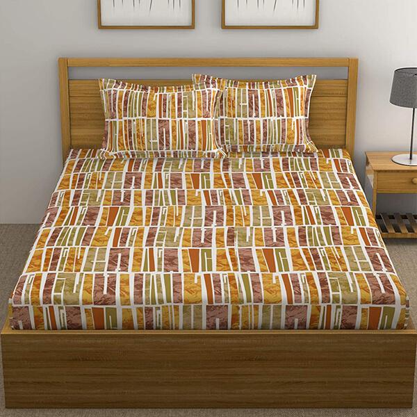 Multicolour Customized King Size Bedsheet with 2 Pillow Covers (9ft x 9ft)
