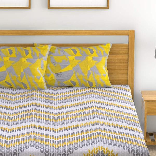 Zig Zag Customized Double Bedsheet with 2 Pillow Covers