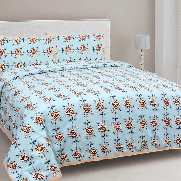 Floral Customized Bedsheet with Two Pillow Covers King Size