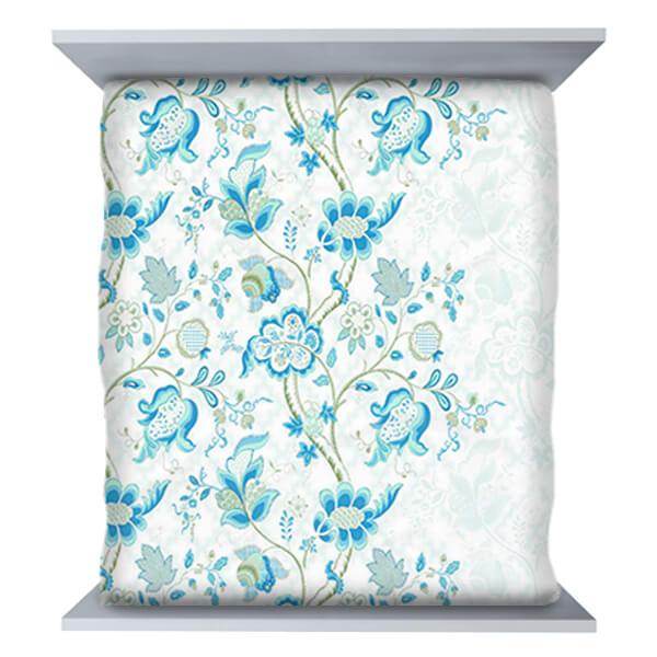 Blue Floral Customized King Size Double Bedsheet with 2 Pillow Covers
