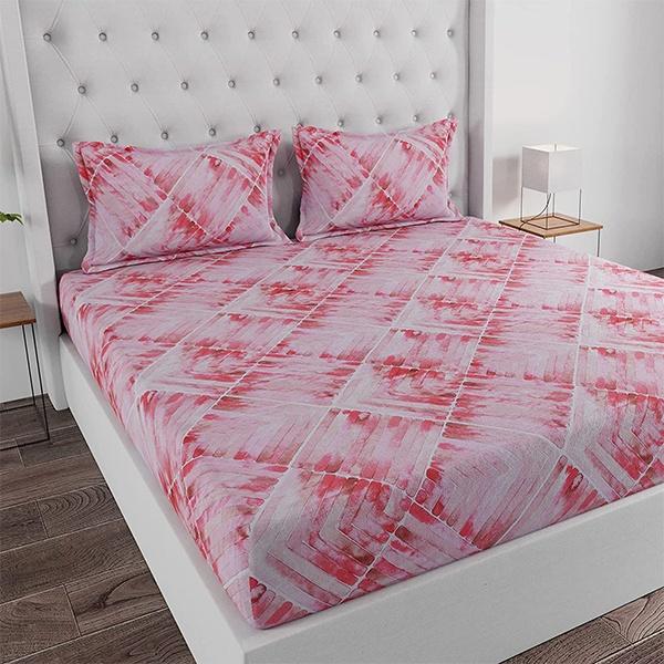 Pink Customized King Size Bedsheet with 2 Pillow Covers