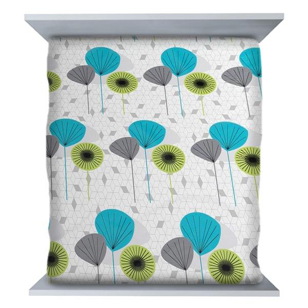 Turquoise Geometric Print Customised Bed Sheet with 2 Pillow Covers