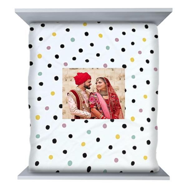 Polka Dots Customized Double Bedsheet with 2 Pillow Covers