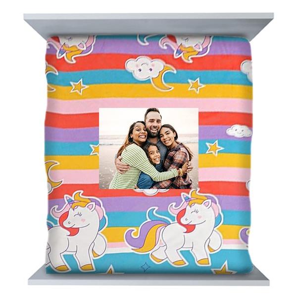 Unicorn Customized Bedsheet for Double Bed with Pure Microfiber (Size 90 x 90 inch, Pillow Cover Size 18x28 Inch)