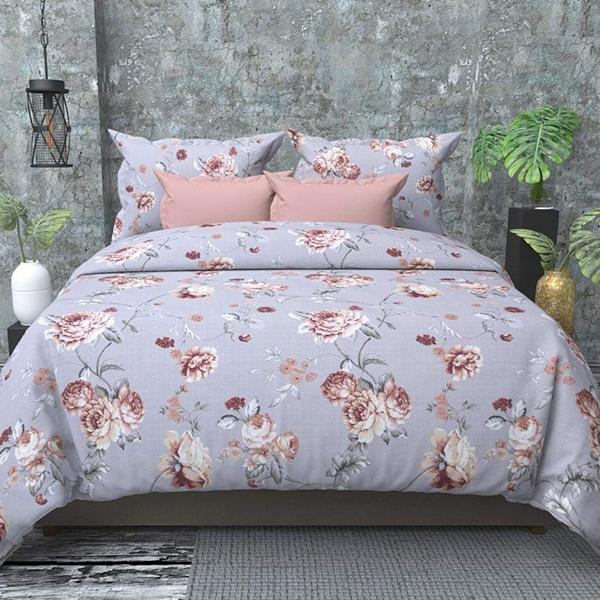 Light Grey Customized Double Bedsheet with 2 Pillow Covers