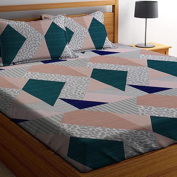 Pattern Design Customized Glace Cotton King Size Bedsheets with 2 Pillow Covers