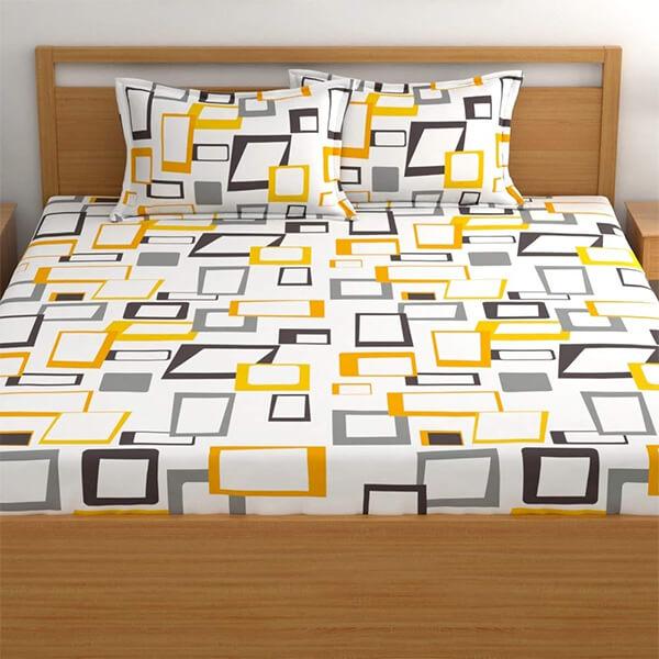 Boxes Designed Customized King Size Bedsheet with 2 Pillow Covers (9ft x 9ft)