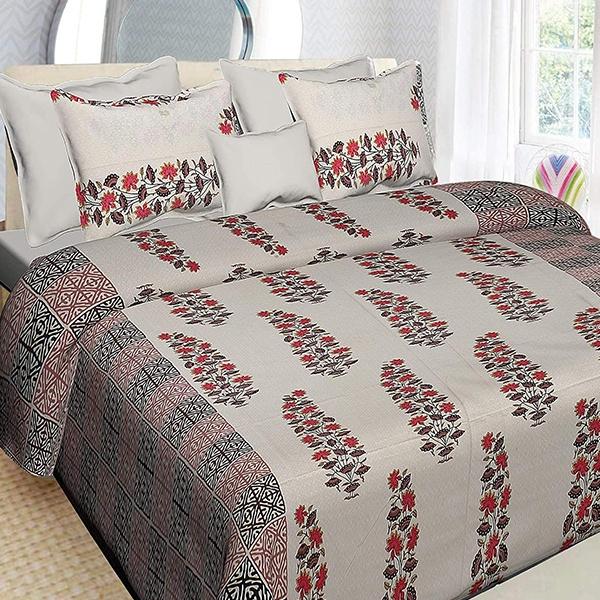 Multicolor Customized Traditional King Size Bedsheet with 2 Pillow Covers