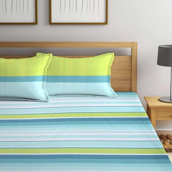 Stripes Design Customized Bombay Dyeing Double Bed Sheet with Two Pillow Cover