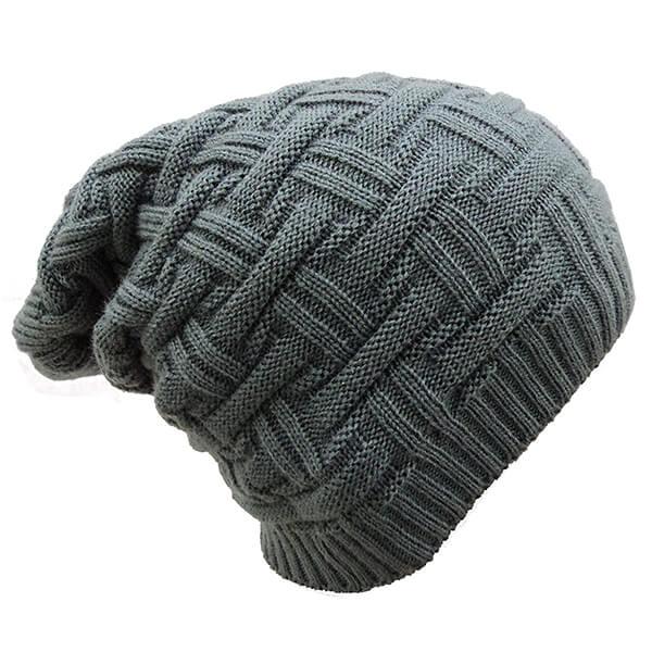 Grey Customized Knitted Slouchy Unisex Beanie Cap