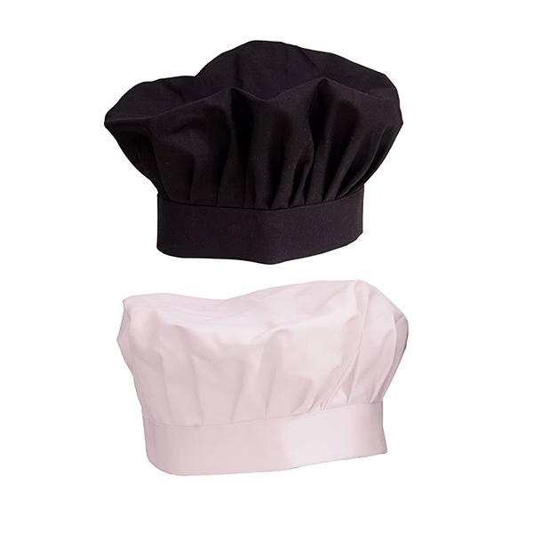 Black and White Customized Chef's Cap Cum Hat for Home and Hotel Solid Fabric (Pack of 2)