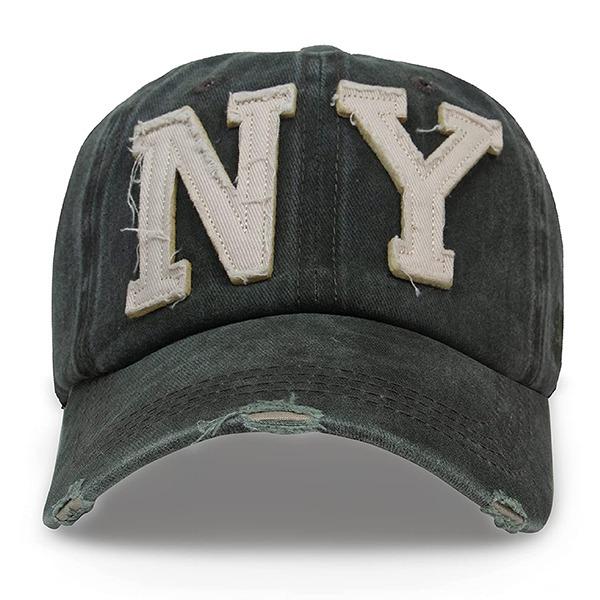 Olive Customized Unisex Denim Cotton NY Embroidered Adjustable Baseball Cap