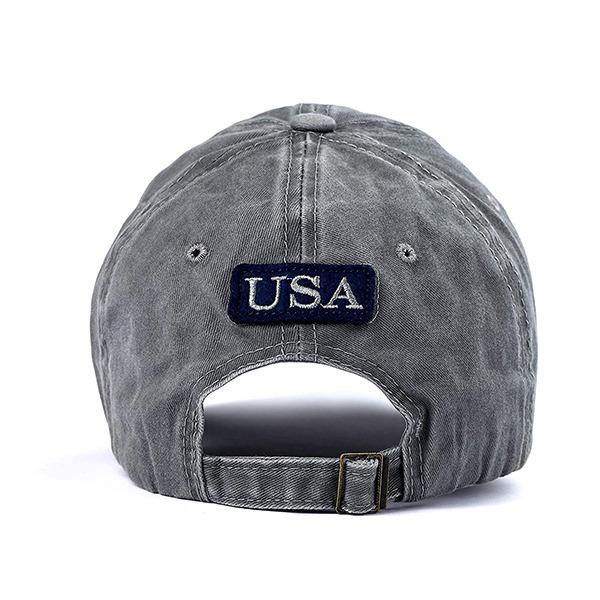Grey Customized Unisex Baseball Cap USA Flag Embroidered