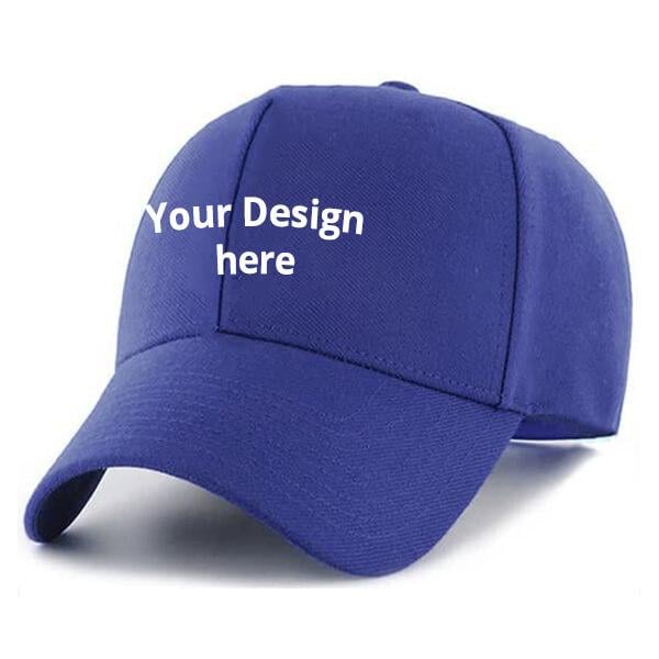 Blue Customized Unisex Cap Free Size with Adjustable Metal Buckle