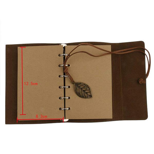 Dark Blue Customized Vintage PU Leather Travel Notebook Diary, Loose Strings