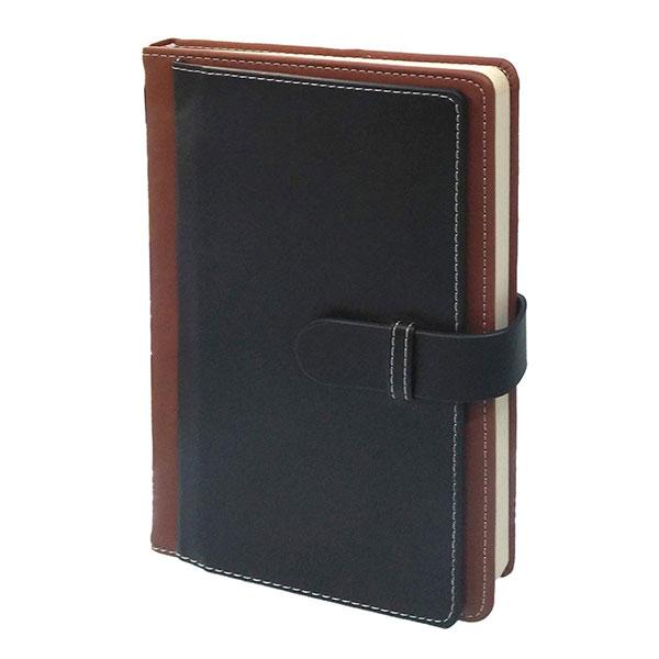 Brown Black Customized Hard Bound Notebook Diary with Elastic Lock PU Leather Pages 200 Daily Planner Notebook Diary (A5 or 5.8