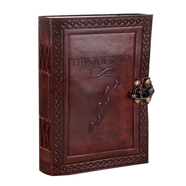 Brown Customized Diary With Unique Brass Lock Attractive and Antique Handmade Personal Leather (7 x 5 Inch)