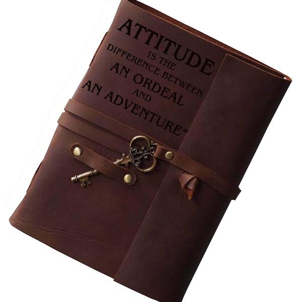 Dark Brown Customized Leather Handmade Diary, with Antique Key Lock (7