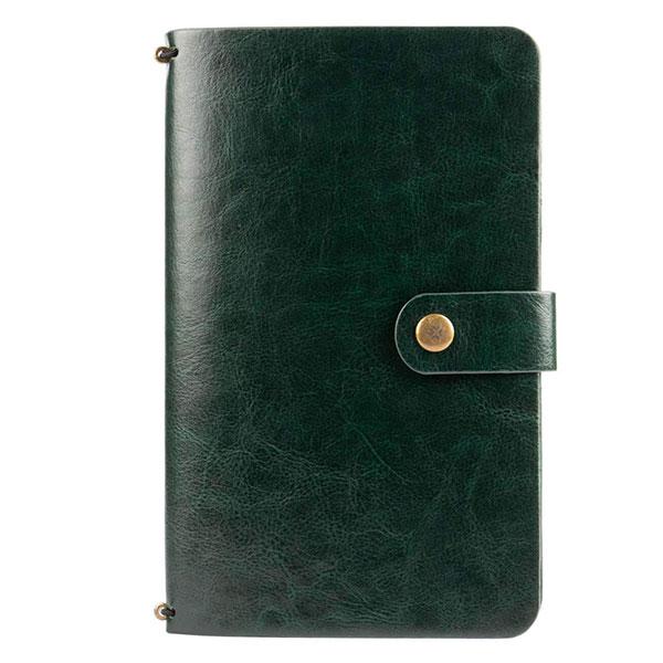 Green Customized Leather Travel Journal Diary and Lined Notebook