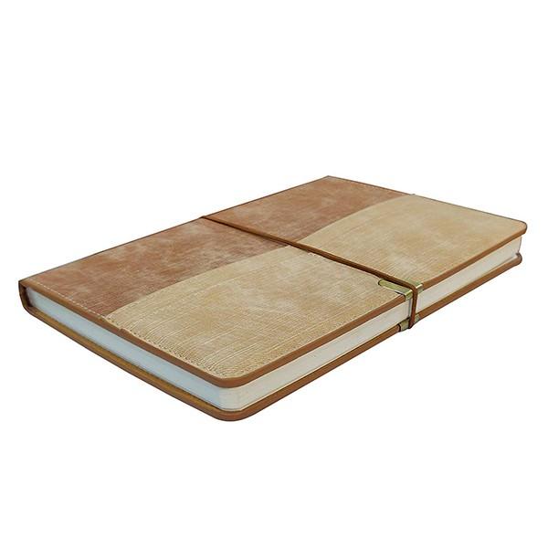 Light Brown Customized Wooden Pattern Hard Bound Notebook Diary with Elastic Lock (A5 , 5.8