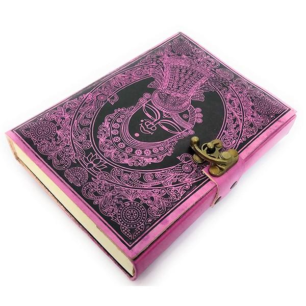 Purple Customized Leather Journal, Regular Size A5 Diary with Brass Lock (200 handmade blank pages)