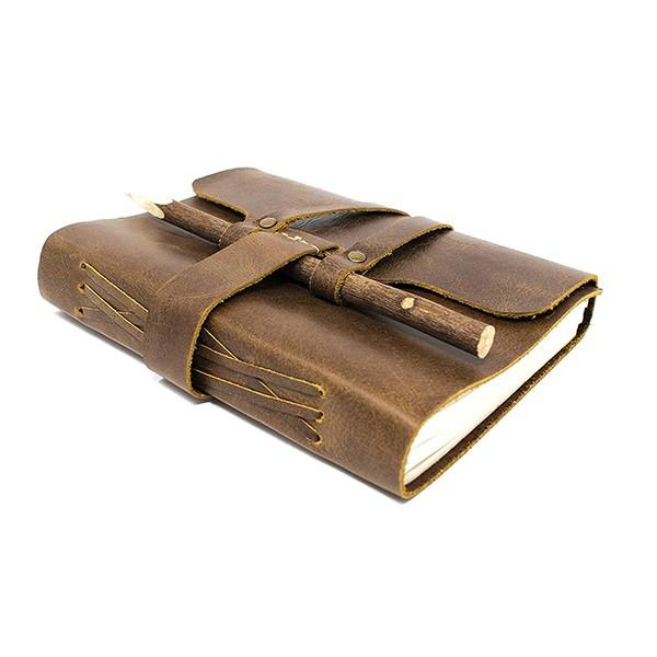 Brown Customized Finished Leather Journal with Pen, Best Gift for Art Sketchbook, Travel Diary (7x5x2 Inches)