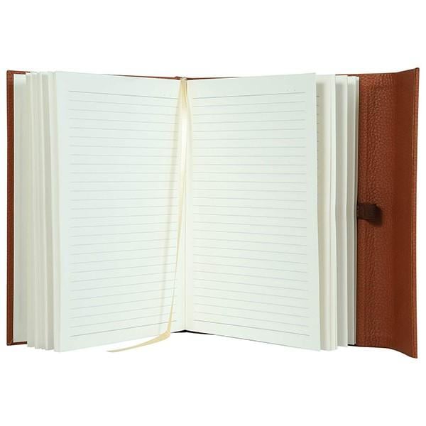 Tan Customized A5 Size Hard Bound Notebook with Magnetic Flap (PU Leather Cover Material)