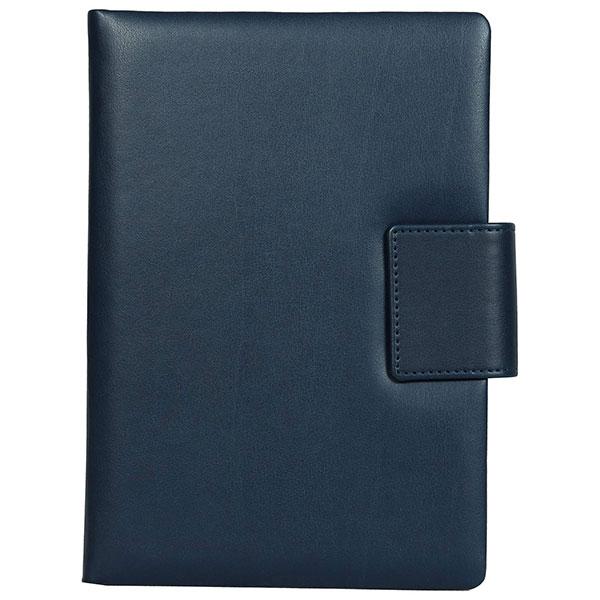 Blue Customized A5 Size - Hard Bound Notebook with a Magnetic Overlap - Padded PU Soft Leather Cover Material