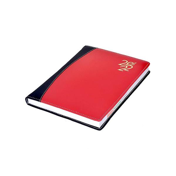 Red, Black Customized 2022 Executive Style Superior Leather Diary (Full Page of Sunday, 25 cm x 18 cm x 2.5 cm, 365 Pages, 80 GSM)