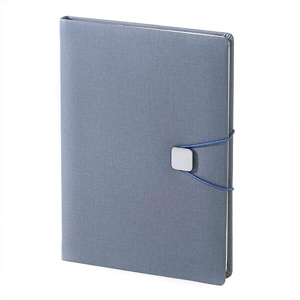 Grey Customized Premium A-5 PU Leather Journal With Metal Accessorised Elastic Band Closure