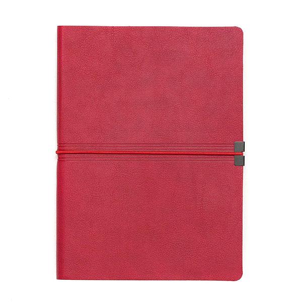 Ruby Red Customized A-5 Faux Leather Journal, Modern and Trendy Flex-Cover Design with Unique Elastic Band Closure