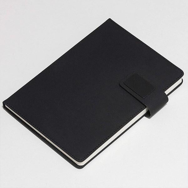 Rich Black Customized Premium PU Leather A-5 Office Journal Diary with Smart Magnetic Flap Closure (192 Pages, Ruled)