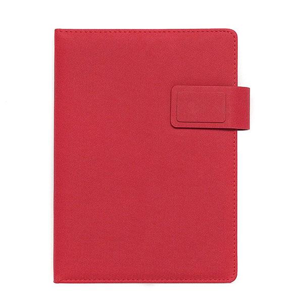 Red Customized Premium PU Leather A-5 Office Journal with Smart Magnetic Flap Closure (5.8