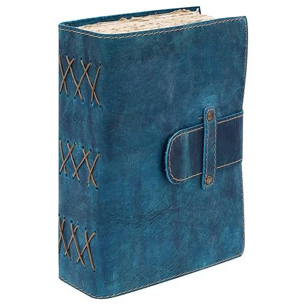 Ocean Blue Customized Vintage Leather Journal, Handmade Antique Leather Bound Diary (100% Cotton Paper, 200 Pages, 7.5