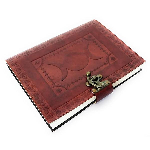 Brown Customized Handmade Leather Diary Notebook with Brass Lock (Unruled, 280 White Pages, Both Side Count, 9