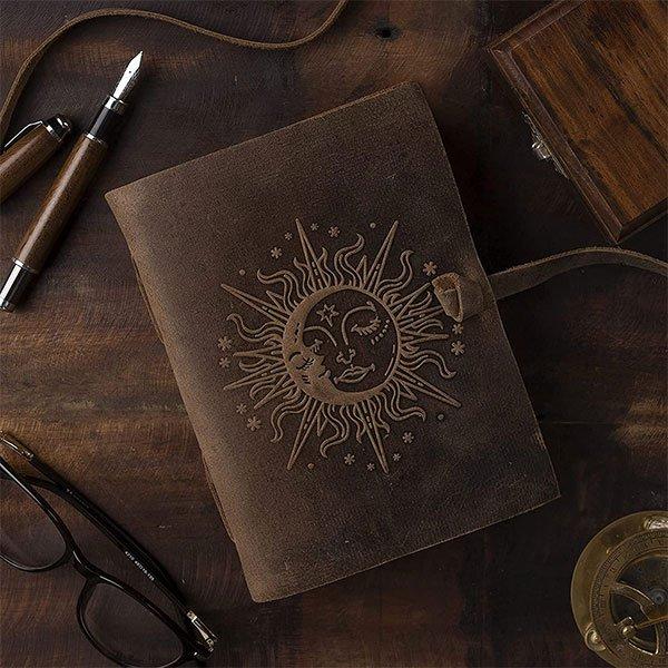 Brown Customized Leather Diary Writing Notebook Travel Diary