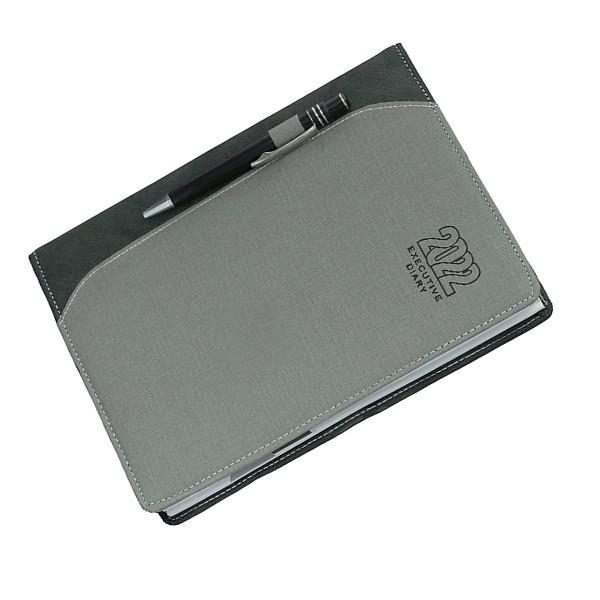 Silver Customized 2022 Edition, Elegant & Sleek Executive Thermal Cover Diary with Pen Holder