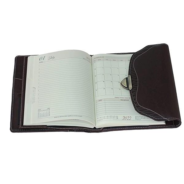 Teal Brown Customized 2022 Edition Executive Designer PU Leather Cover Folder Diary with Pen Holder, Buckle Flap, Inbuilt Calculator & Pen