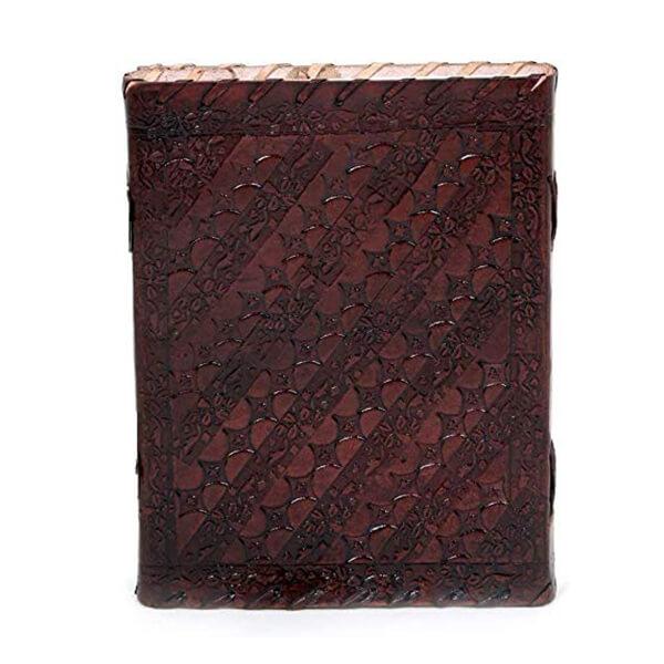 Dark Brown Customized Embossed Dragon Leather Diary, Size 7 x 5 inch with C Shape Lock and Unlined Pages