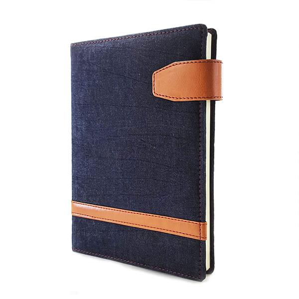 Denim Customized A5 Notebook Diary Journal, Leather Belt Lock, Hard Bound (200 Ruled Pages, 15x21 cm, 90 GSM)