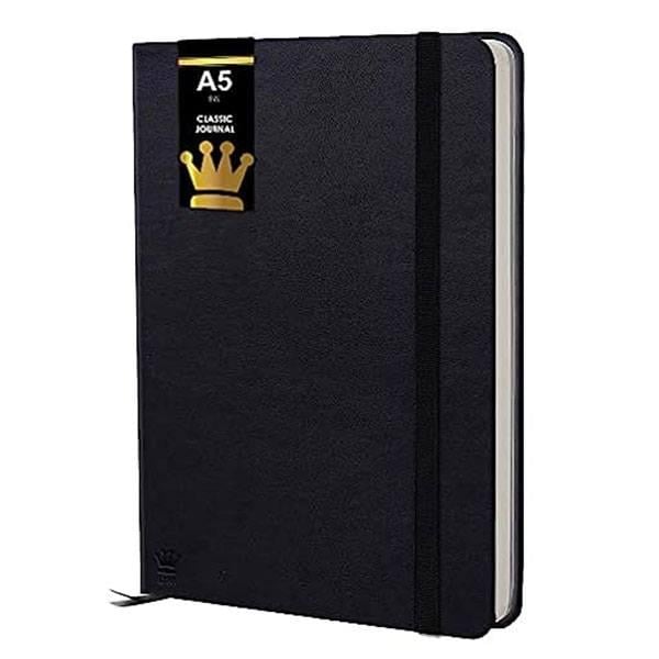 Black Customized Notebook Diary with Elastic Closure, A5 Size, 192 Pages