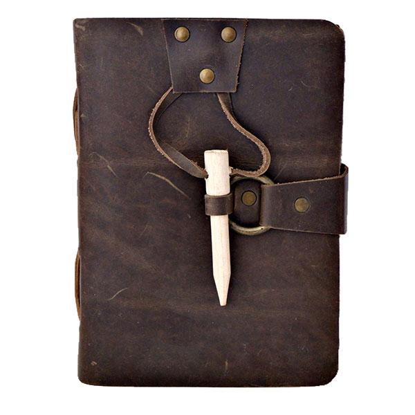 Brown Customized Leather Bound Journal Large Writing Notebook (200 Handmade Pages with 5 x 7 inch)