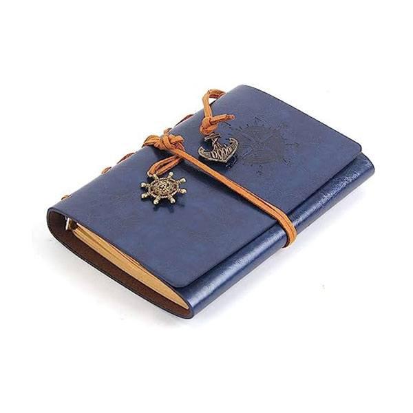Royal Blue Customized Leather Writing Journal Notebook Unlined Paper, Classic Embossed