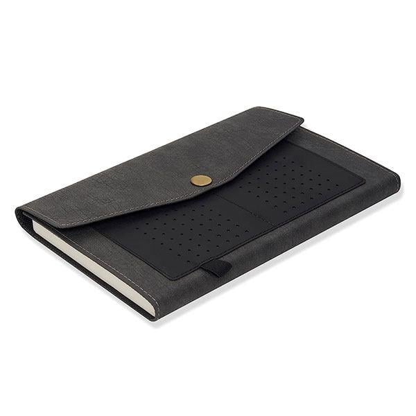 Black Customized Leather Executive Diary with Pen Loop and Card Holder I A5 I Vegan Leather I 192 Ruled Pages I 80 GSM